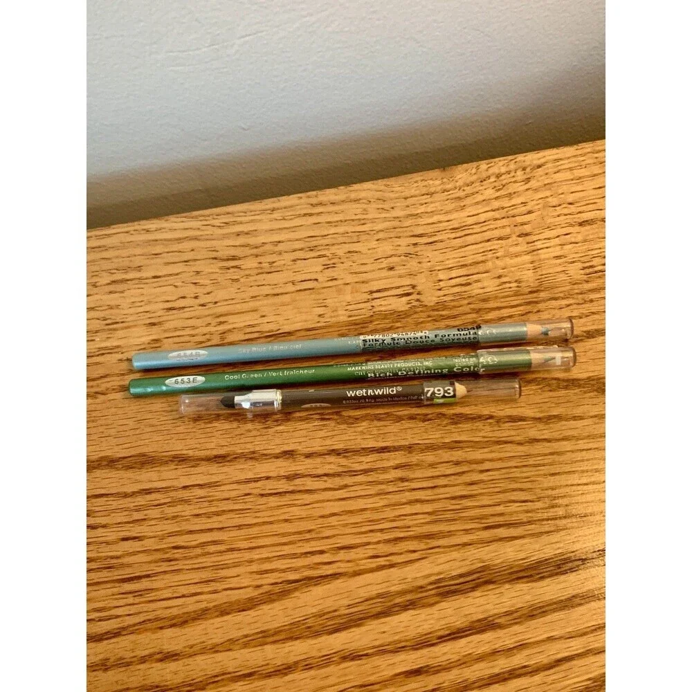 (3) VTG Eyeliner Brow Wet 'N Wild Cool Green Sky Blue Amethyst Pearl Kohl Kajal